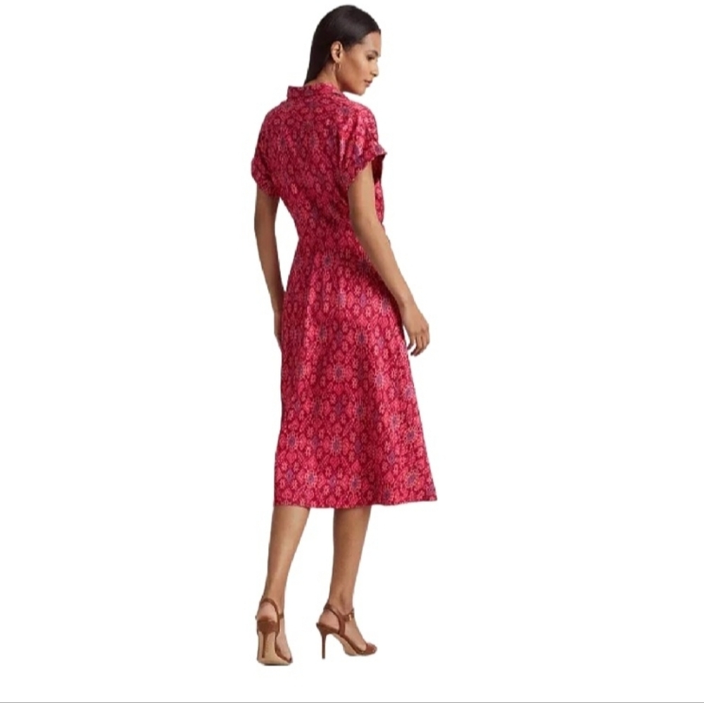 LAUREN RALPH LAUREN Size 2 Geo-Print Shantung Midi Dress - Picture 2 of 14